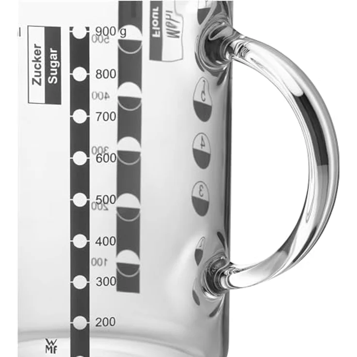 WMF Gourmet Messbecher, 1,0 l, hitzebeständiges Glas, Skalierung für Liter, Milliliter, Tassen und Gramm – Bild 4