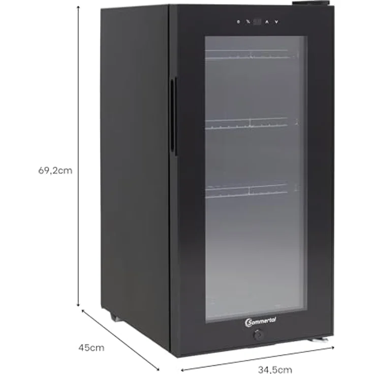Sommertal Getränkekühlschrank GK50, 50L, 76 cm hoch, Touchscreen, Schloss, schwarz, energiesparend und leise – Bild 3