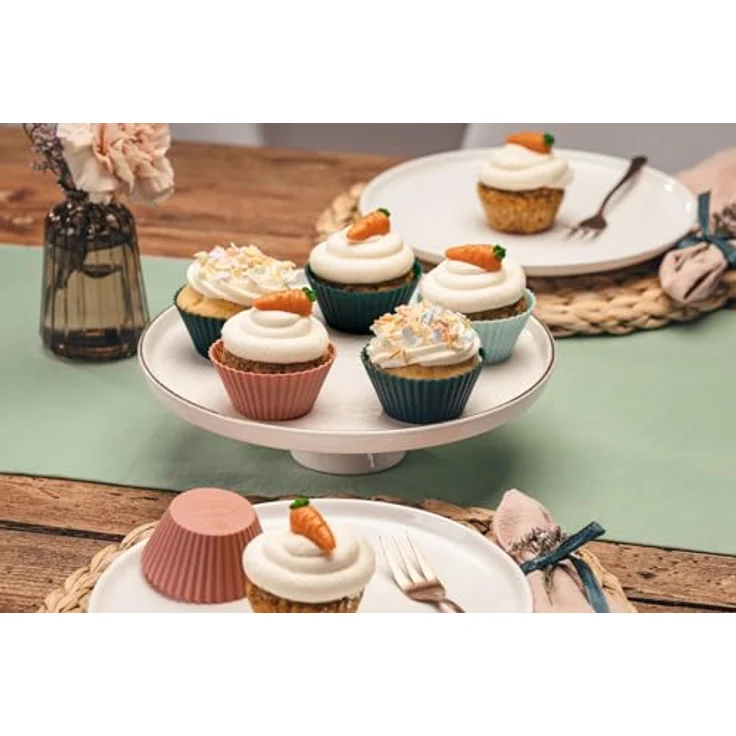 Dr. Oetker Silikon-Muffinförmchen Vintage Oster Manufaktur, 12-teiliges Set in drei Farben, temperaturbeständig aus hochwertigem Platinsilikon – Bild 2
