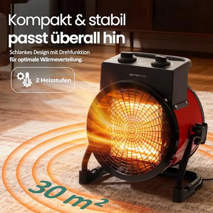emerio Powerheizlüfter, 3000 Watt, mit Tragegriff – Bild 3
