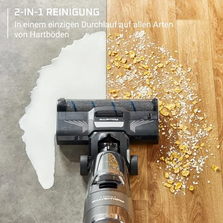 Rowenta X-Clean 4 kabelloser Nass- und Trockenstaubsauger, zeitsparende 2-in-1 Reinigung mit Saugen und Wischen, intelligente Schmutzerkennung, extra-lange Laufzeit, Grau – Bild 3