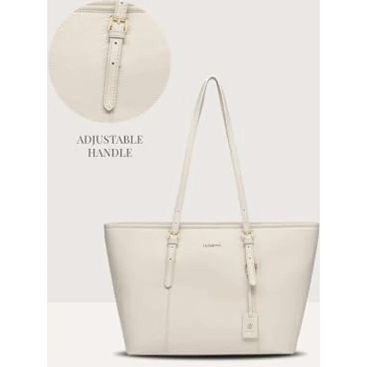 Lazarotti Bologna Leder Shopper Tasche, 100% Leder, beige, 35 cm x 13.5 cm x 28 cm – Bild 6