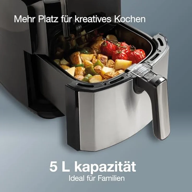 Gorenje AF1700DB Heißluftfritteuse, mit LED Anzeige, 1700 W, 5L, Timer, 8 Programme, Kunststoff, Metall, schwarz, edelstahl – Bild 2