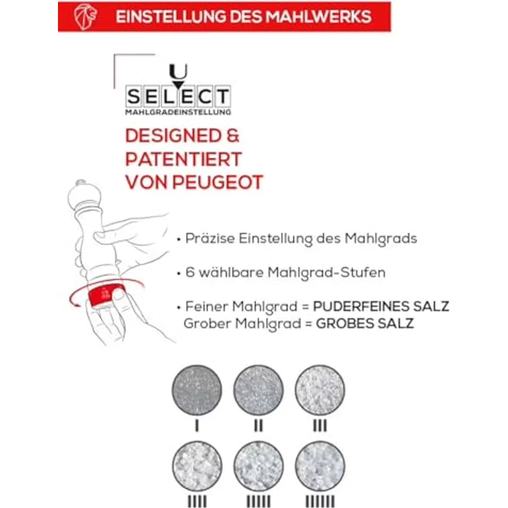 PEUGEOT Salzmühle PARIS 18cm Buchenholz Natur uSelect Zirkonia-Mahlwerk für Gewürze – Bild 5