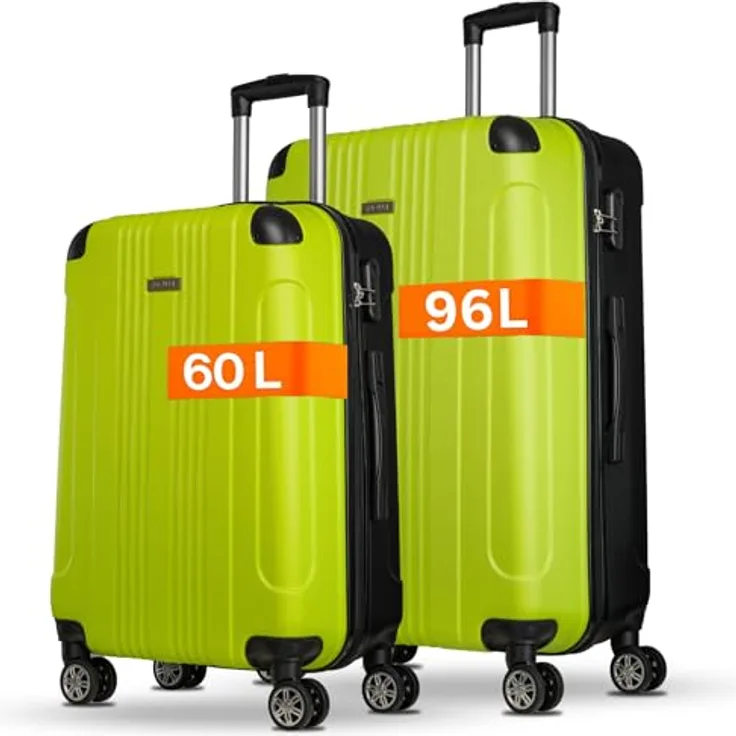 Nowi, Koffer, Lugano 4 Rollen Kofferset 2-teilig, Schwarz, (70 l) - Robustes ABS Material, geräumiges Reißverschlussfach, arretierbarer Teleskopgriff