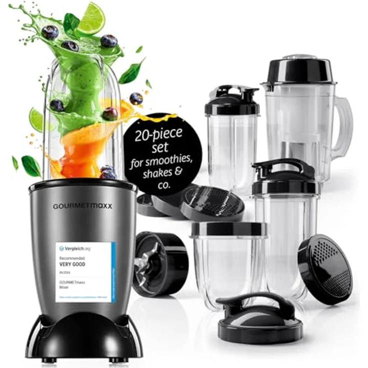 GOURMETmaxx Mr. Magic Power Pro Mixer 400 Watt, Standmixer mit to go Deckel und XL Zubehörset für Smoothies und Shakes – Bild 1