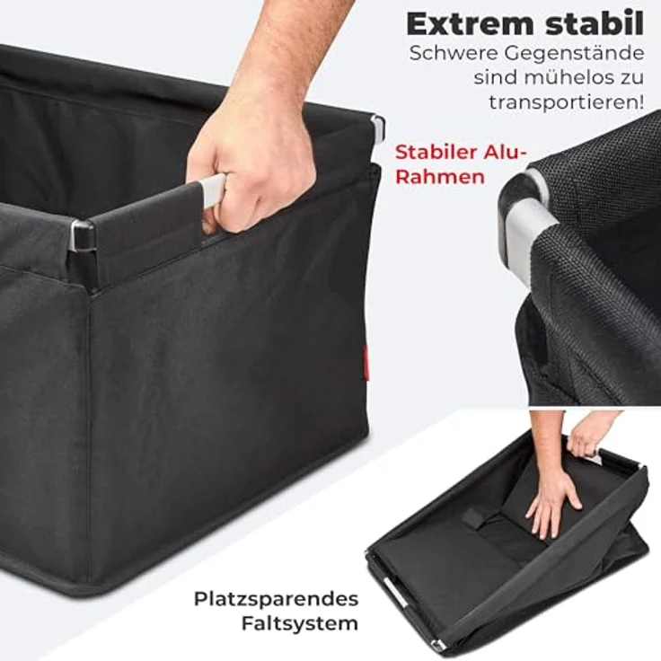 achilles Transportkiste Big-Box Alu, Klappbox mit Alurahmen, 61,5x42x29cm, Schwarz, pflegeleicht und extrem stabil – Bild 2
