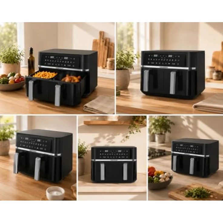 Grundig Heißluftfritteuse FRY 8620, 2400 W, 8,4 L, schwarzes Gehäuse mit Smart Finishing-Funktion und Sichtfenster – Bild 6