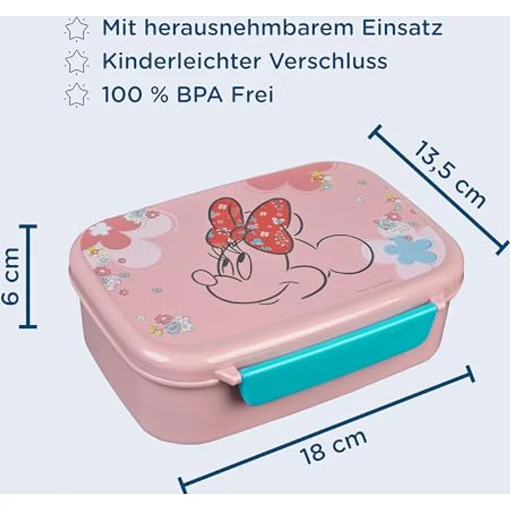 Scooli Brotzeitdose Minnie Mouse, Lunchbox mit herausnehmbarem Einsatz, 135 x 180 x 60 mm – Bild 2