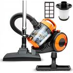 TurboTronic By Z-LINE Multi-Zyklon Staubsauger, 19 kPa Saugkraft (extrem), 900 Watt Hocheffizienzmotor, 1x Filterset, beutelloser Bodenstaubsauger (ORANGE)