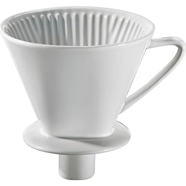 Cilio 106091 Kaffeefilter m. Stutzen Gr.4, Porzellan, 4 Cups, weiß