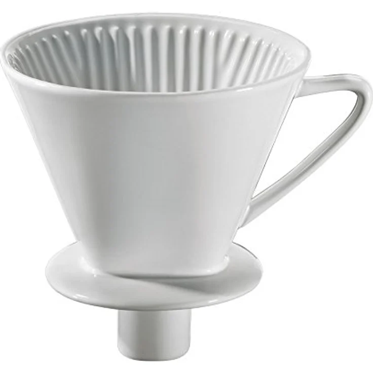 Cilio 106091 Kaffeefilter m. Stutzen Gr.4, Porzellan, 4 Cups, weiß
