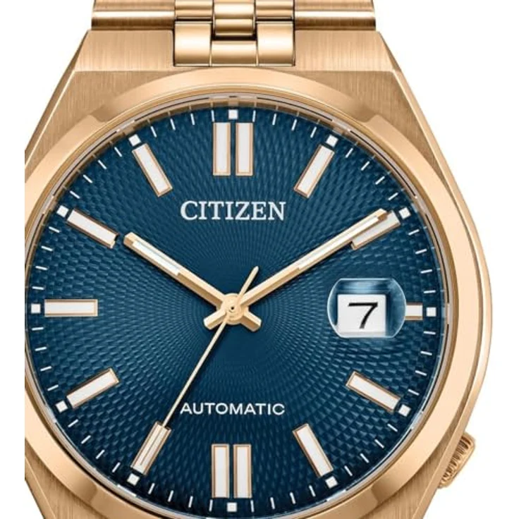 Citizen NK0023-57L TSUYOSA 60 Herrenuhr, Automatik 40mm, Edelstahl roségoldfarben, blaues Zifferblatt mit Datumsanzeige, wasserdicht bis 5 ATM – Bild 2
