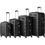 Zelsius Koffer Set 4 Stück, Schwarz | ABS Hartschalenkoffer mit Zahlenschloss, 4 Rollen und Innen Trennwand | Handgepäckkoffer, 4 teilig, Trolley, Koffer Groß, Luggage Set