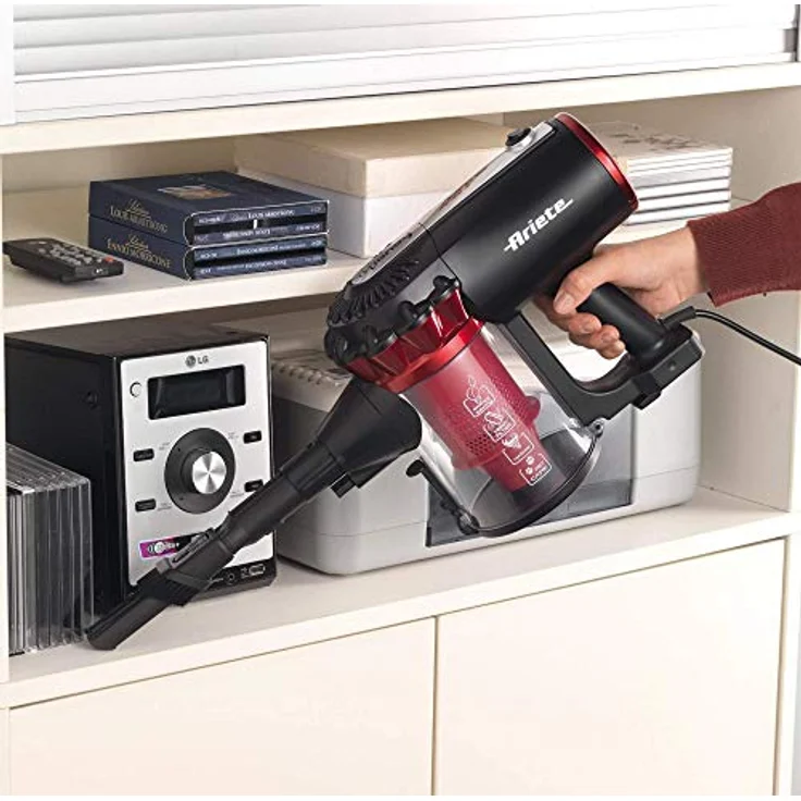 Ariete 2759 Handy Force RBT, 2-in-1-Elektrobesen mit Kabel, Staubsauger und Krümelsauger, HEPA-Filter, Zyklontechnolgoie, ohne Beutel, motorisierte Bürste, 600 W, Rot-Schwarz – Bild 5