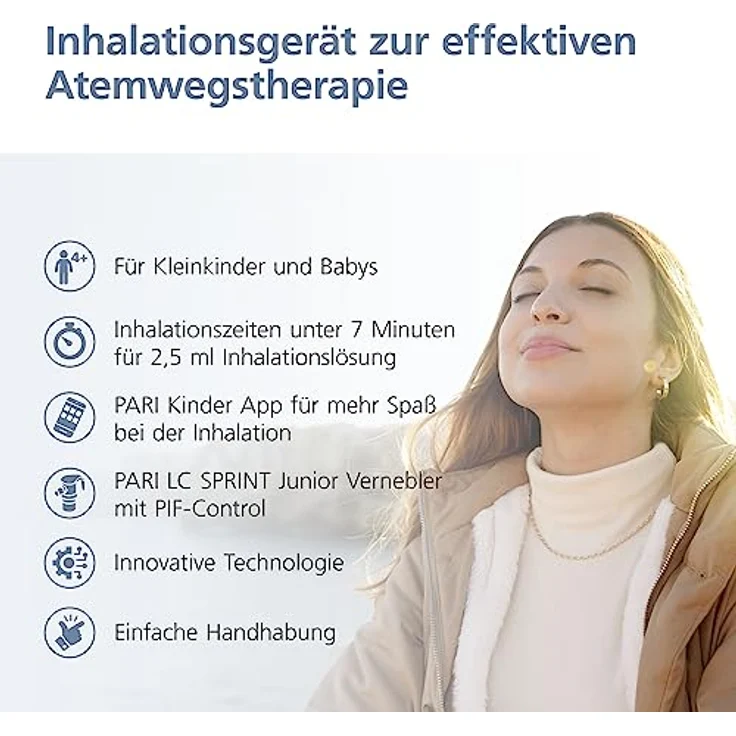 PARI BOY Junior Inhalationsgerät Kinder – Inhalator Vernebler mit PIF-Control zur Therapie von Atemwegserkrankungen für Babys und Kleinkinder – Kurze Inhalationszeiten bei hoher Lungendeposition – Bild 3