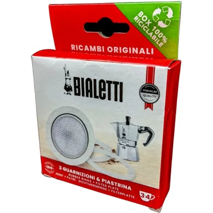Bialetti Ersatzset 3-4 Tassen Alu 3 Dichtungen 1 Filter Ersatzset – Bild 3