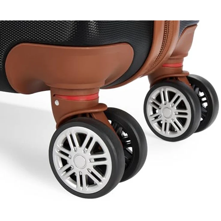 BRUBAKER Kofferset Paris - 3tlg. Hartschalen Koffer Set mit Zahlenschloss, 360° Rollen - Schwarz und Hellbraun – Bild 2