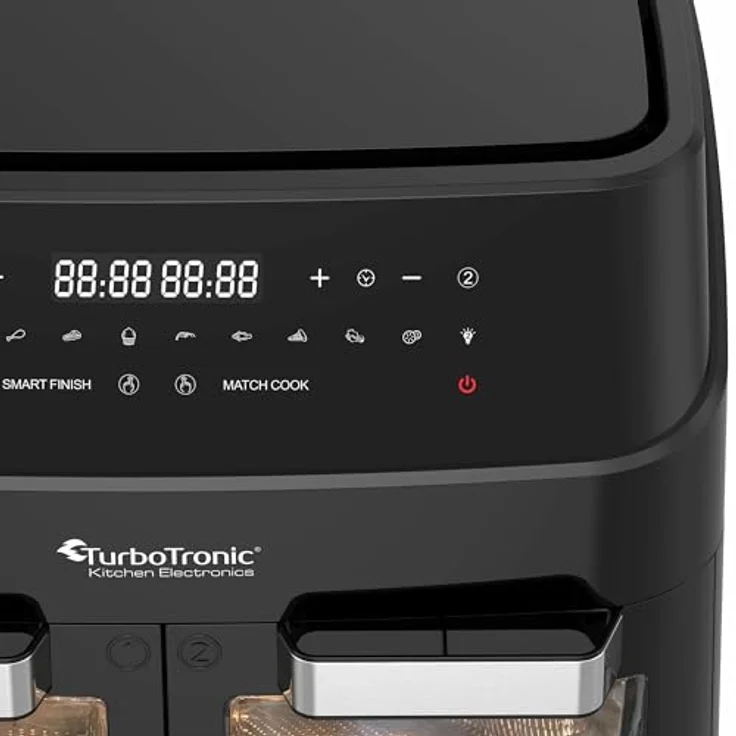 TurboTronic by Z-Line Heißluftfritteuse 12L, Fettfrei ohne Öl, 10 Programme, Power Camping Retro digital Airfryer DAF7W, Schwarz – Bild 9