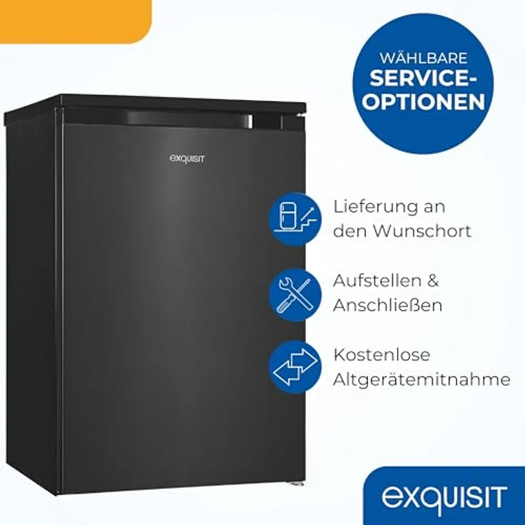 Exquisit KS515-4-051C, Kühlschrank mit Gefrierfach, 107l Nutzinhalt, 4-Sterne-Gefrierqualität, 2 Glasablagen, 37 dB, inoxlook – Bild 6