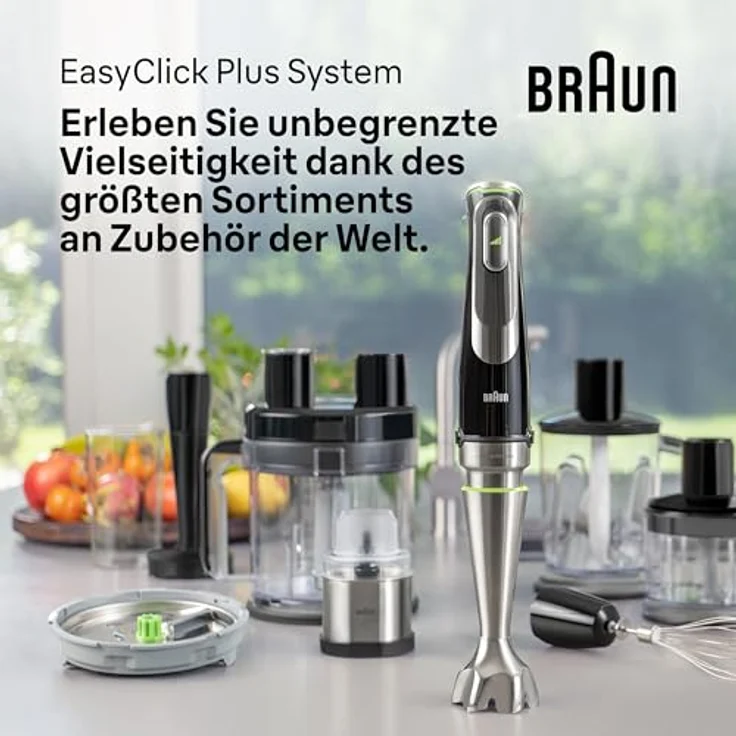 Braun MQ 9187XLI Stabmixer, 1200W, mit Active PowerDrive, inkl. Pürierstab, XL Foodprozessor Gemüsestampfer, Zerkleinerer & Schneebesen, schwarz, edelstahl – Bild 5