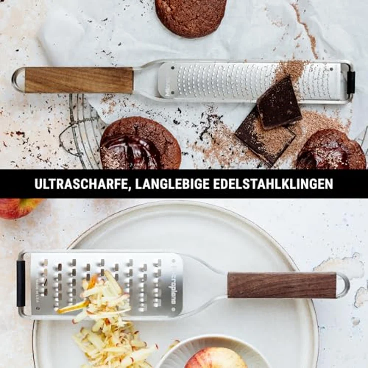 Microplane Reiben-Set Zester & Extra-Grob Walnuss Edelstahl aus der Master Serie für Zitrusfrüchte, Hartkäse, Muskatnuss, Kartoffeln, Karotten und Zucchinis – Bild 8