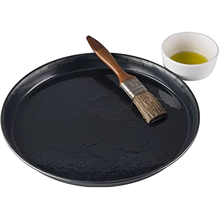 APS Pizzaform rund Ø 32/30,3 x 2,5 cm (4er-Set) - Pizzablech aus Blaublech, nicht beschichtet, lange Lebensdauer, zum professionellen Pizzabacken – Bild 2