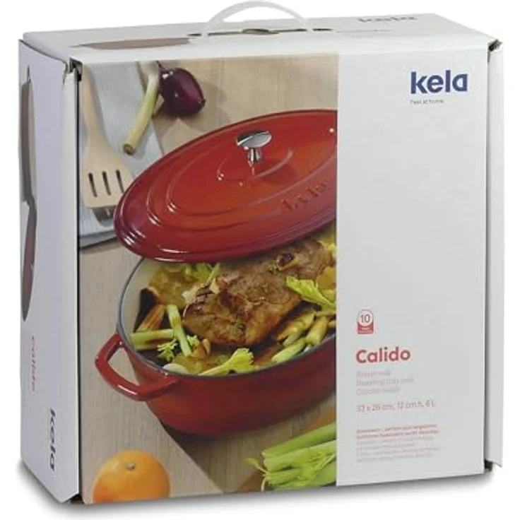 Kela Bräter Calido Gusseisen Rund 11,5cm 24cmØ 4l, Rot (4 l), 24 cm – Bild 10