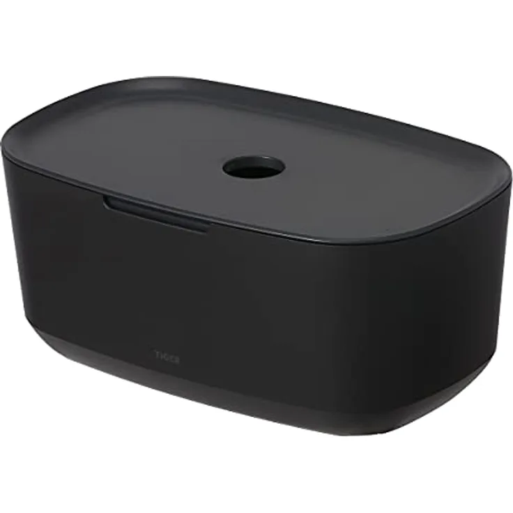 Tiger Tess Aufbewahrungsbox mit Deckel, Organizer für Bad, Küche & Co., für mehr Ordnung in Badezimmer und Gäste-WC, Kunststoff, Farbe: Schwarz / Anthrazit, BxHxT: 27,1 x 11, 8 x 16,7 cm