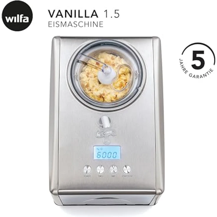 WILFA ICMS-C15 VANILLA Eismaschine mit Kompressor, 150W, Eis, Sorbet und Frozen Yoghurt, 1,5 Liter Fassungsvermögen, mit Kompressor, silber – Bild 3
