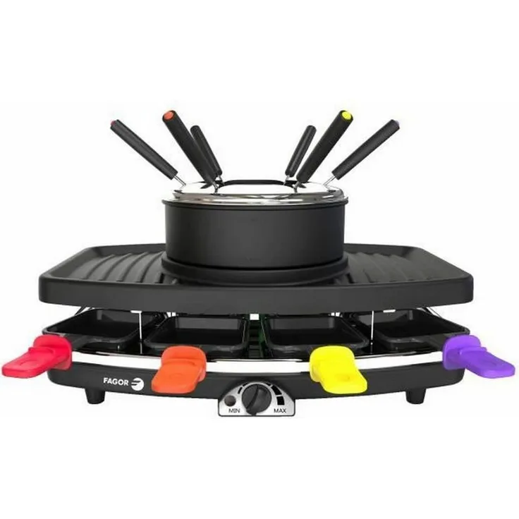 FAGOR FG816 Grillplatte, Antihaftbeschichtung, für vielseitige Grillgerichte, Schwarz, 1100 W, für bis zu 8 Personen