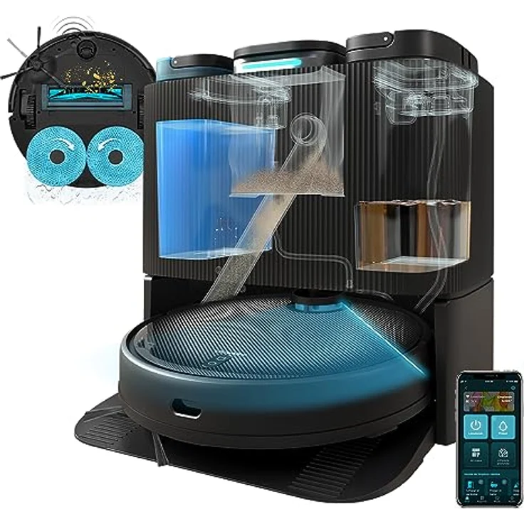 Cecotec Conga 11090 Spin Revolution Home&Wash, Roboter Staubsauger mit Selbstleerstation, Ultraschall-Laser-Navigation und 5000 Pa Saugmotor – Bild 1
