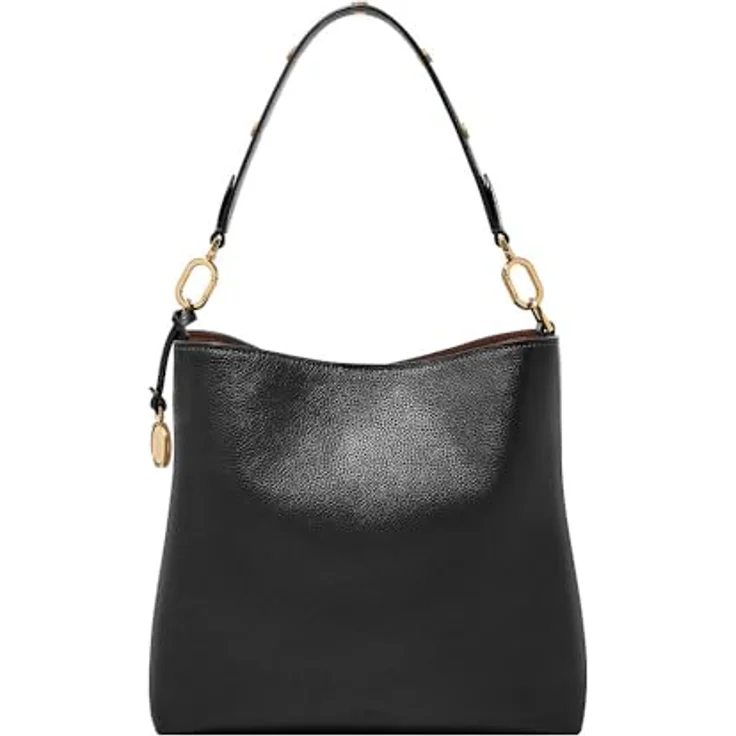 Fossil Jessie Schultertasche aus Leder, 28 cm, Schwarz mit Reißverschlussfach und Raumteiler – Bild 1