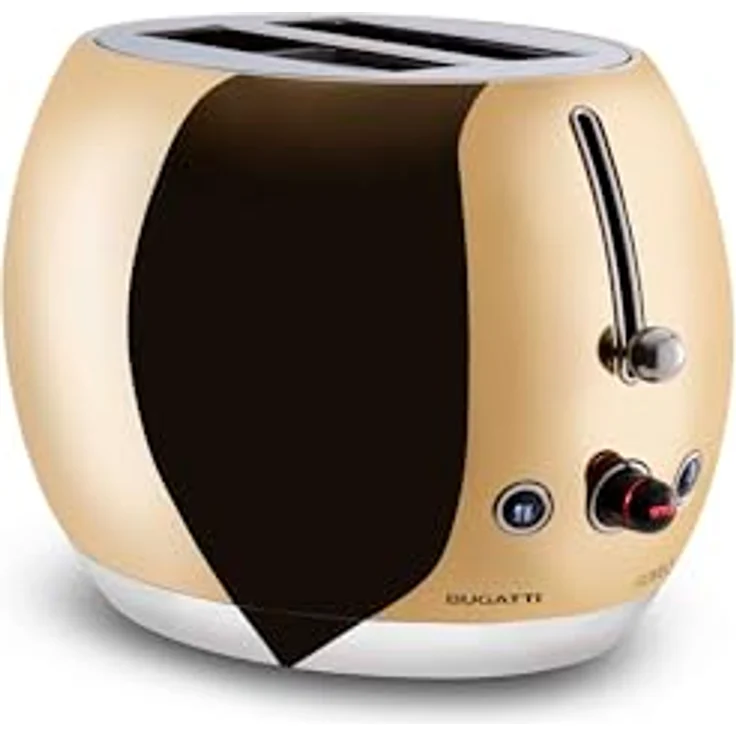 BUGATTI Romeo, Multifunktions-Design-Toaster aus Edelstahl, 7 Bräunungsstufen, 4 Funktionen, 870-1035 W, Glänzendes Goldgelb – Bild 1