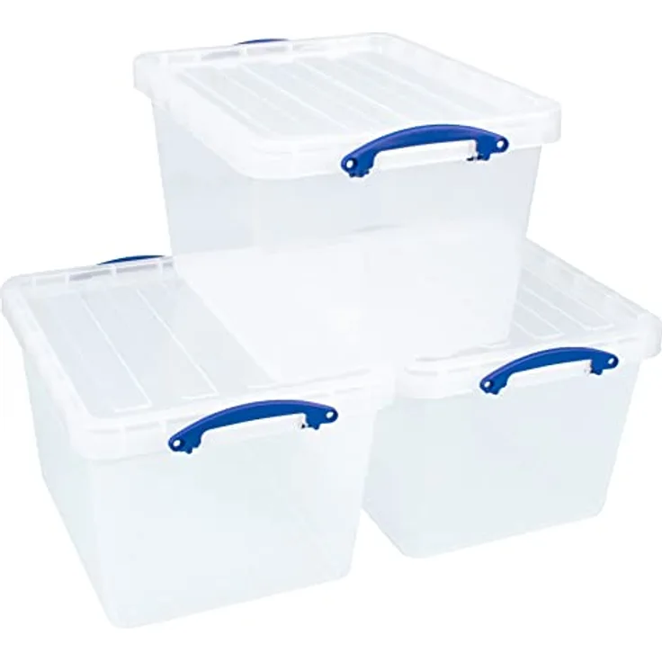 Really Useful Aufbewahrungsbox aus Kunststoff, 40 Liter, transparent, 3 Stück