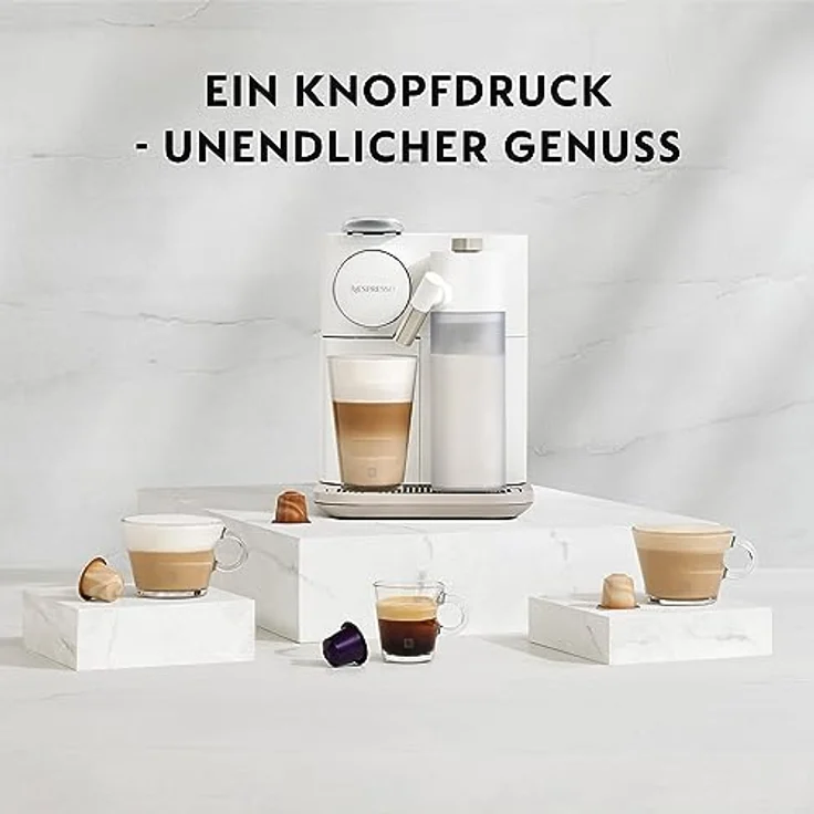 Nespresso De'Longhi EN640.W Gran Lattissima Kaffeekapselmaschine mit automatischem Milchsystem,19 Bar Druck, 1400W,Weiß – Bild 3