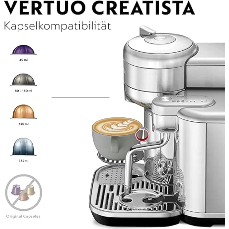 Nespresso Kapselmaschine SVE850 the Vertuo Creatista, Edelstahldesign mit integriertem Milchaufschäumer – Bild 4