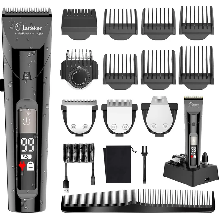 HATTEKER Haar- und Bartschneider RFC-691, Profi Haarschneidemaschine Herren, Wasserdicht 4 in 1