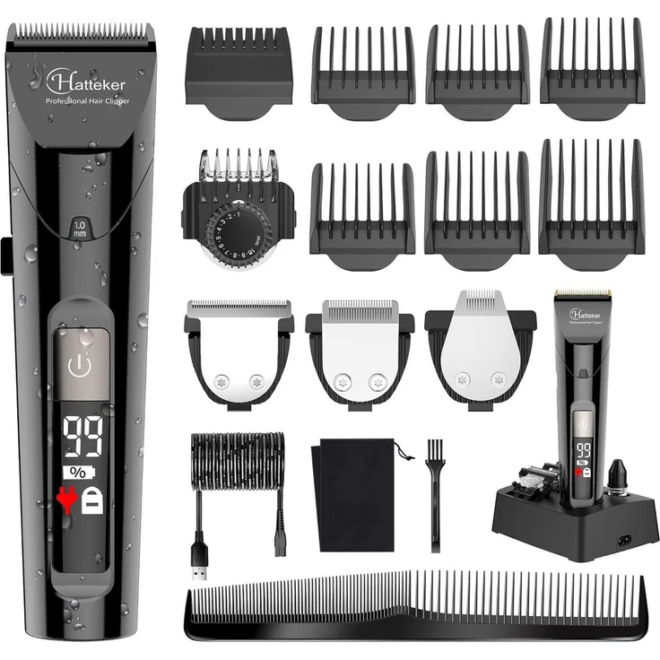 HATTEKER Haar- und Bartschneider RFC-691, Profi Haarschneidemaschine Herren, Wasserdicht 4 in 1