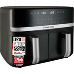RUSSELL HOBBS Satisfry Dual Basket Heißluftfritteuse 9L, digitale Steuerung, 2.800 Watt, schwarz mit silbernen Akzenten