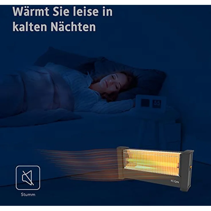 ICQN Infrarot Standheizstrahler | Für Räume bis 16m² | 900 W | IP20 | Elektroheizung | 1,5 Meter Kabelzuleitung | Heater für Büro oder Haus | Infrarotheizer| IQ.0900.APW, Heizstrahler – Bild 6