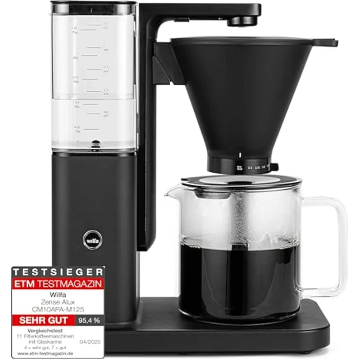 Wilfa Zense Alux Filterkaffeemaschine - 1,25L abnehmbarer Wassertank - Warmhaltefunktion - Tropfstopp & Auto-Abschaltung - einstellbarer Durchlauf - Aluminiumgehäuse (schwarz) – Bild 1