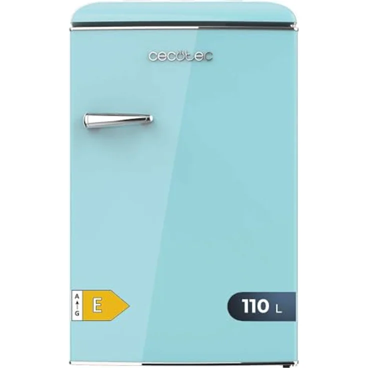 Cecotec Mini Retro Kühlschrank Bolero CoolMarket TT Origin 110, 110 L, Klasse E, ICEBOX, LED-Innenbeleuchtung, Chromgriff, Blau – Bild 1