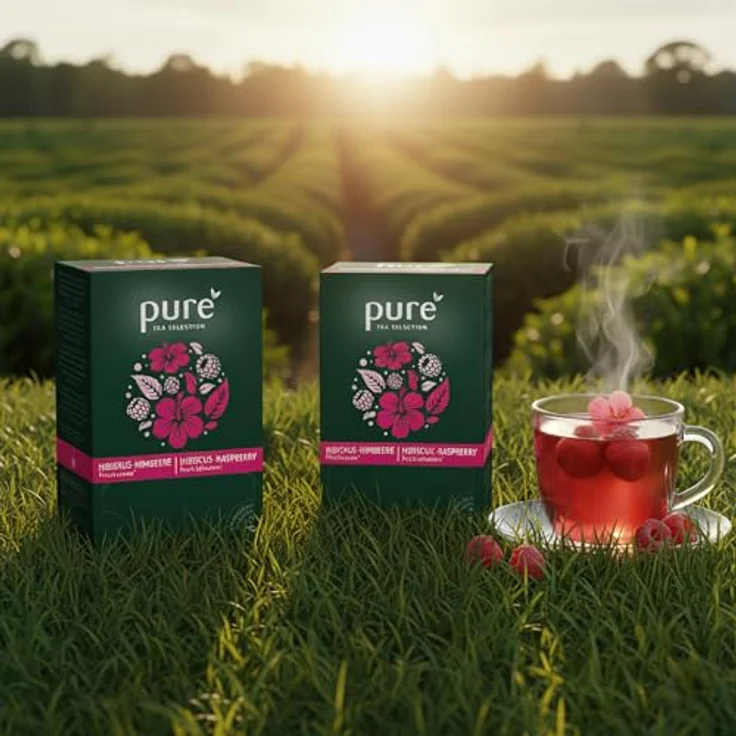 PURE Tea Selection Früchtetee Hibiskus & Himbeere 25 x 3g Tee Beutel – Bild 4