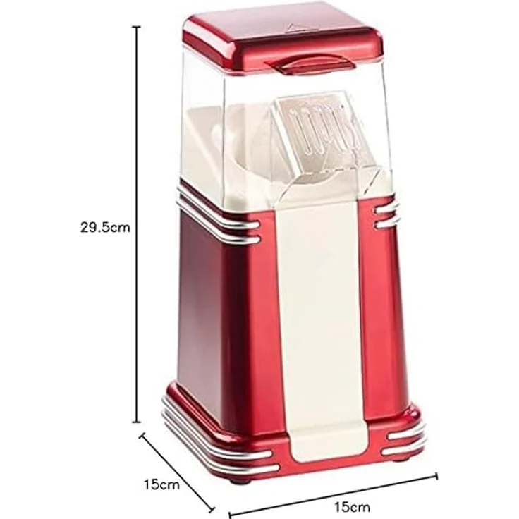 Rosenstein & Söhne Popcornmaschine XL Heißluft Popcorn Maschine für bis zu 100 g Mais, 1200W, rot – Bild 11