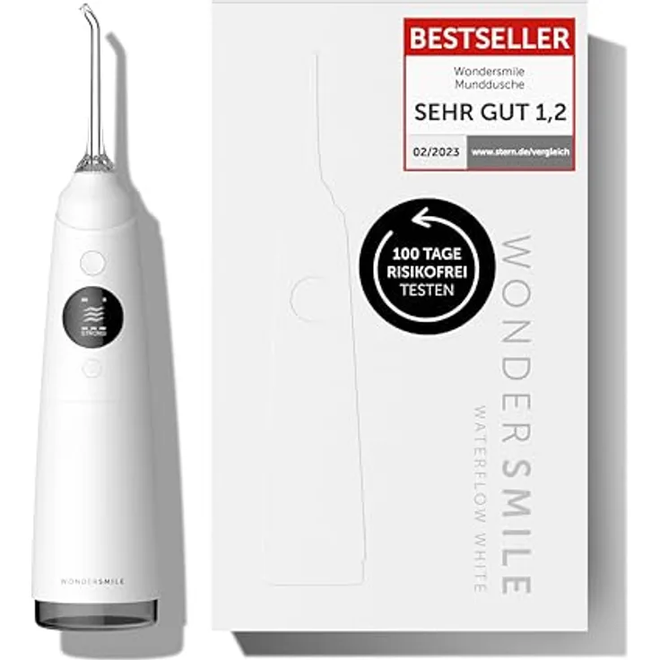 WonderSmile Munddusche PRO - SmoothFlow-Technologie - 5 Modi - PowerAkku (Schwarz)