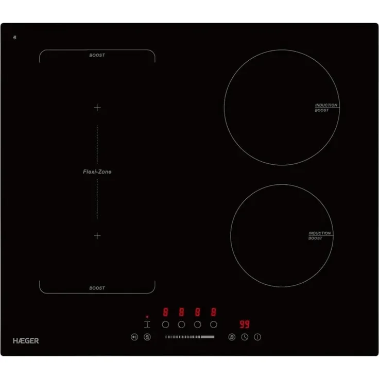 Haeger Flexi Boost 7200, Integriertes Zonen-Induktionskochfeld mit 4 Kochzonen, 7200 Watt, Schwarz