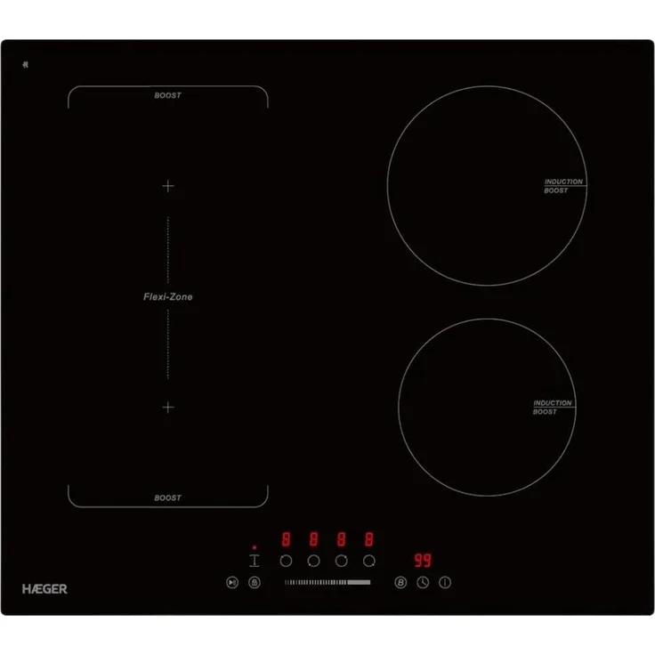 Haeger Flexi Boost 7200, Integriertes Zonen-Induktionskochfeld mit 4 Kochzonen, 7200 Watt, Schwarz