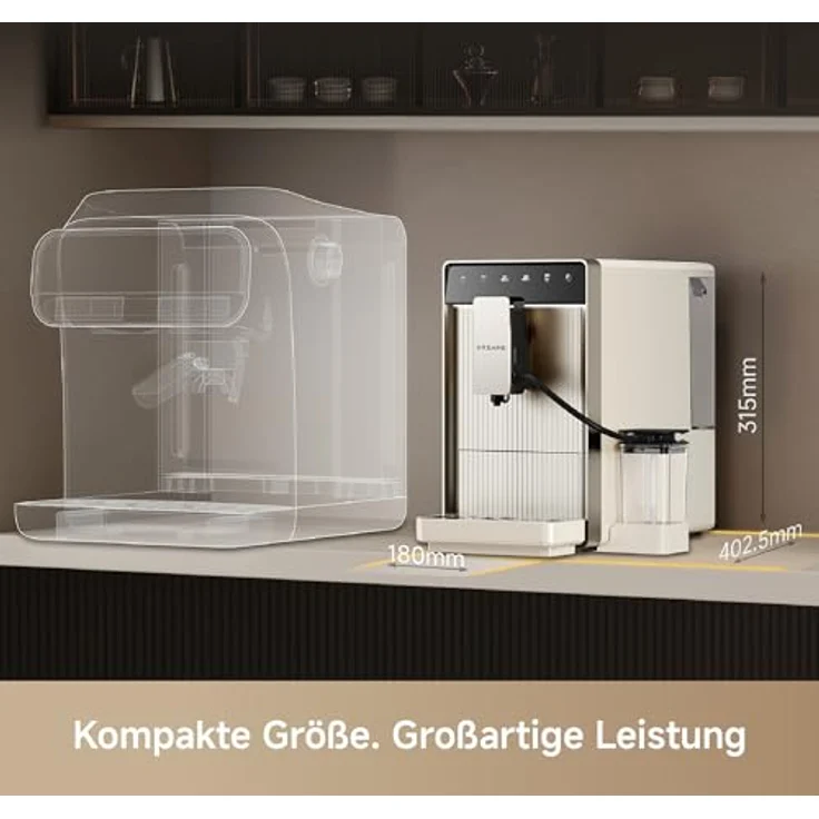 Dreame Ecceluxe Slim FCM30 Espressomaschine, kompakte Größe, Ein-Knopf-Touchscreen, fünf Kaffeespezialitäten, automatische Reinigung – Bild 2