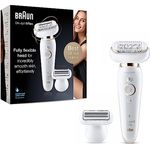 Braun Silk-épil 9 Flex Epilierer Damen, 5 Aufsätze, Tasche, mit flexiblem Kopf für einfachere Haarentfernung, Muttertagsgeschenk, 9-006, weiß/gold